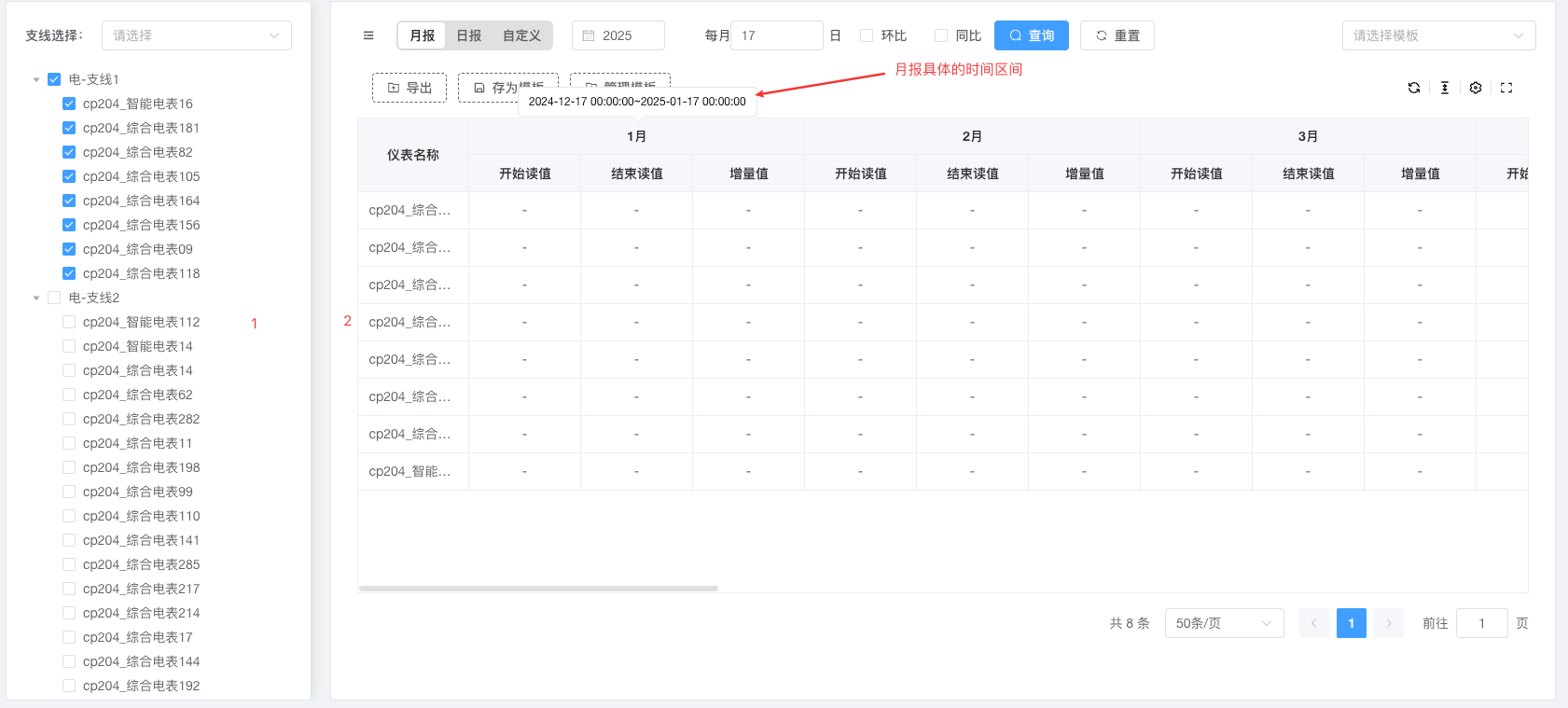 单表能耗-报表结果